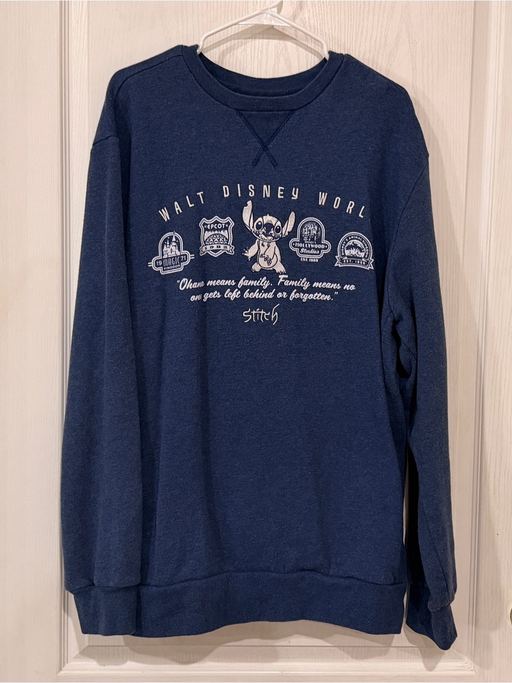 Disney Navy Stitch Walt Disney World Crewneck Sweatshirt